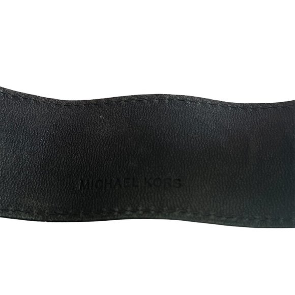 Michael Kors Wide Black Leather Clear Crystal Click Close Wrap - Picture 2 of 4